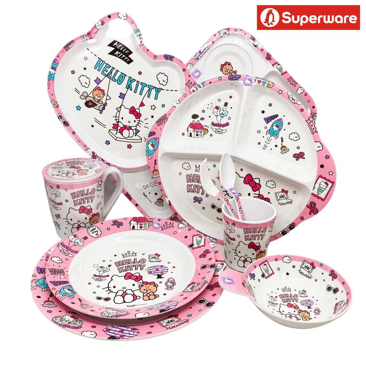 คิตตี้ ดรีม จานชาม เมลามีน Sanrio Kitty ศรีไทยซุปเปอร์แวร์ Superware [ขายเป็นชิ้น]