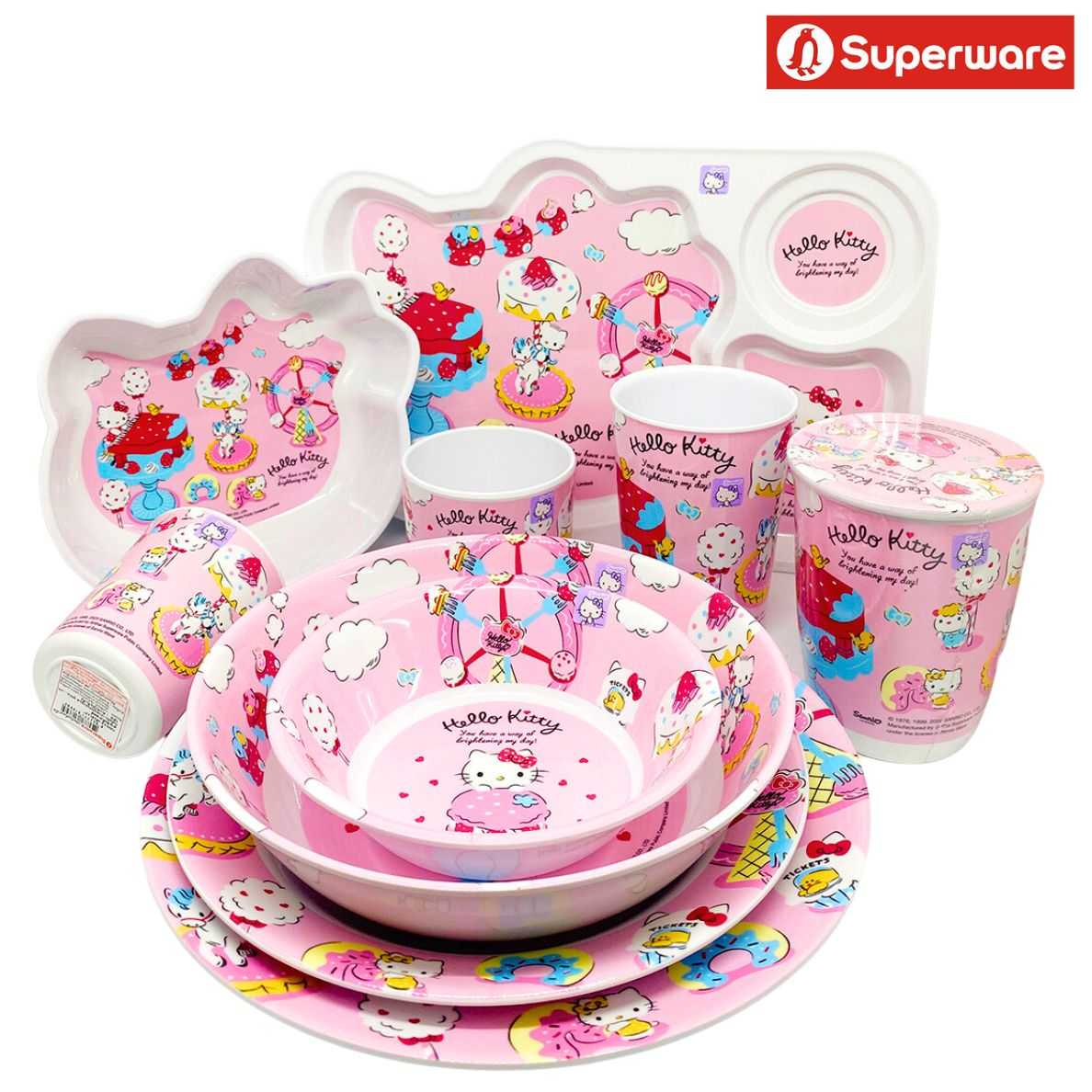 คิตตี้ MyDay จานชาม แก้วน้ำ เมลามีน SANRIO KITTY ศรีไทยซุปเปอร์แวร์ Superware [ขายเป็นชิ้น]