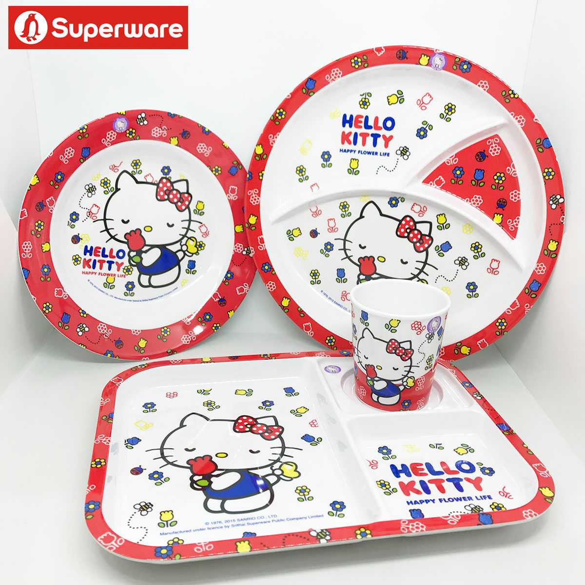 คิตตี้ ฟลาวเวอร์ จานเมลามีน SANRIO KITTY ศรีไทยซุปเปอร์แวร์ Superware [ขายเป็นชิ้น/เลือกรหัสสินค้า]