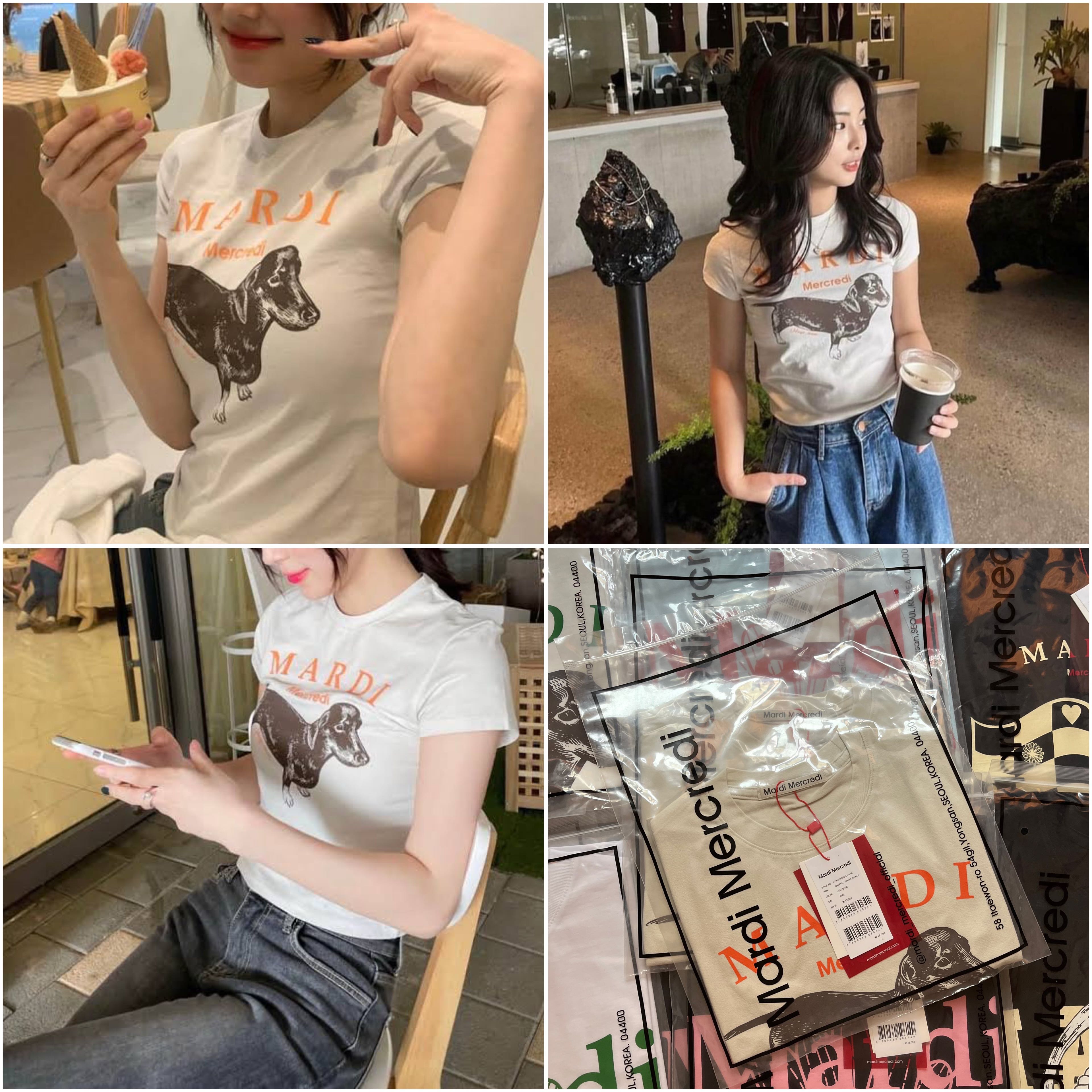 [พร้อมส่ง] Mardi Mercredi crop flower /ddanji beige
