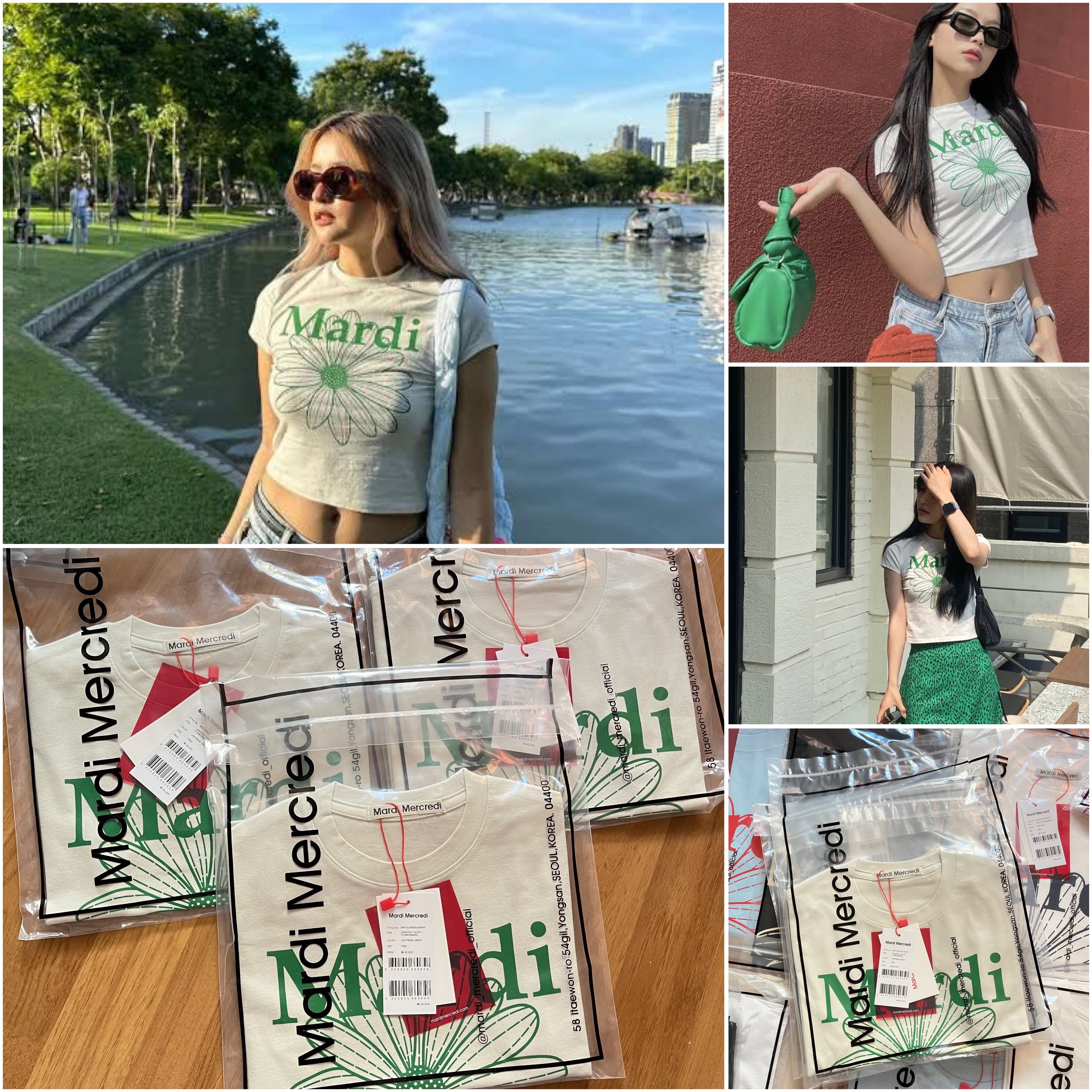 [พร้อมส่ง] Mardi Mercredi crop flower /ddanji beige