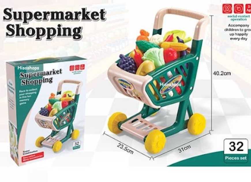 Super Market Shopping ชุดรถเข็นของเล่น 32 ชิ้น ของเล่นรถเข็นช้อปปิ่้ง