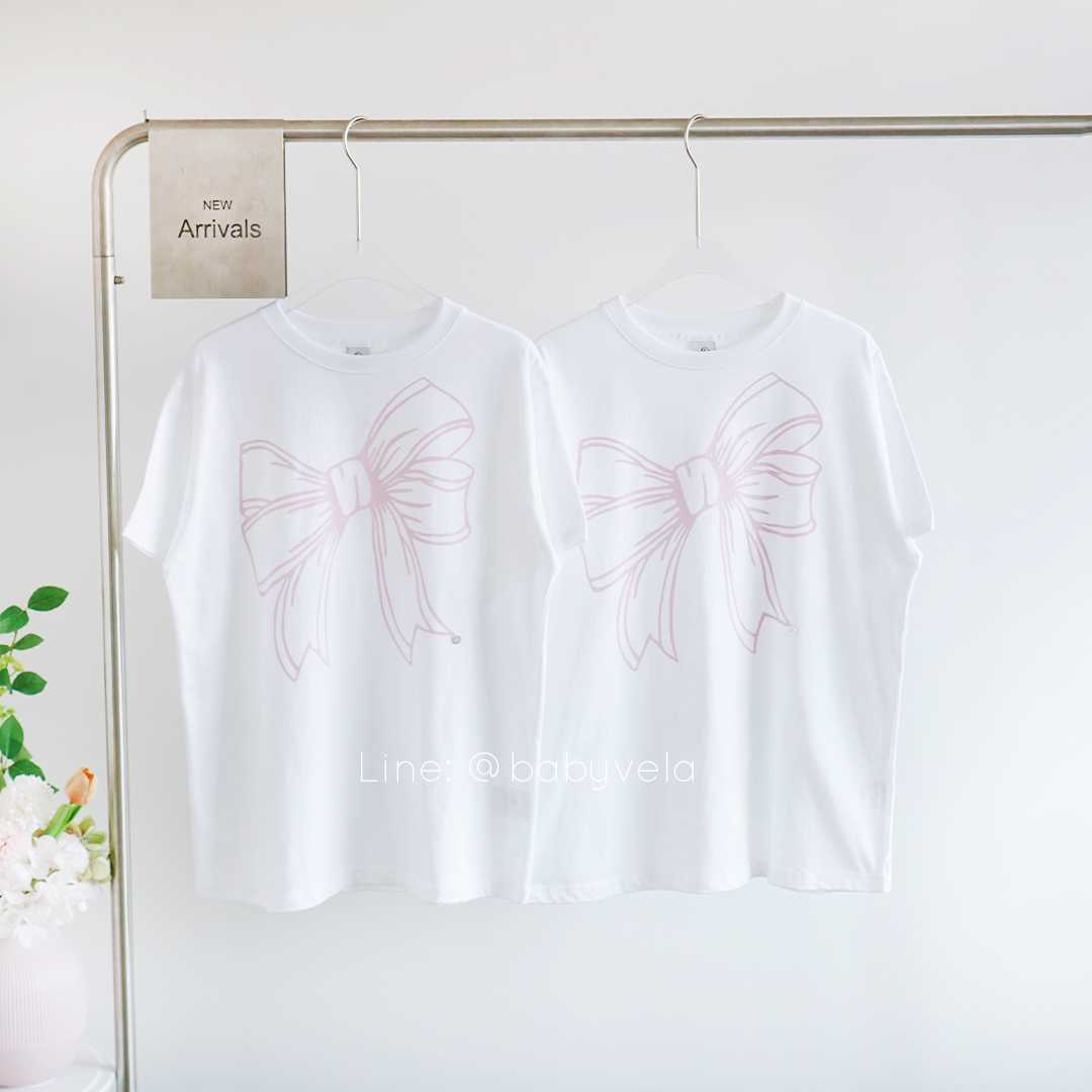RonRon Big Ribbon Line T-Shirt (White Pink)