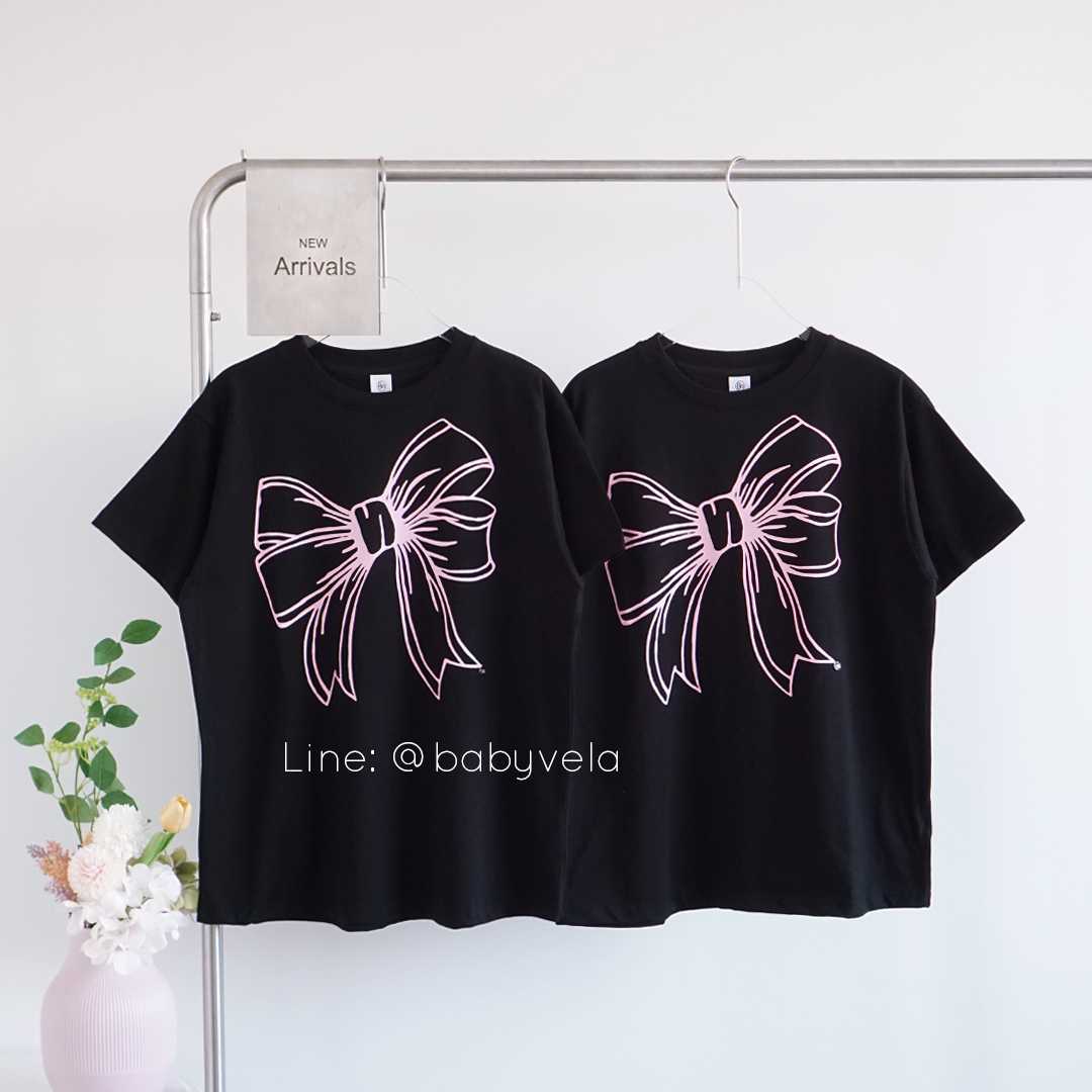 RonRon Big Ribbon Line T-Shirt (Black Pink)
