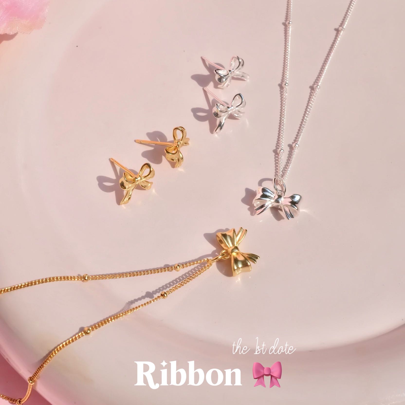 สร้อยคอ ต่างหูรุ่น Ribbon 🎀  - ส่งฟรี s925