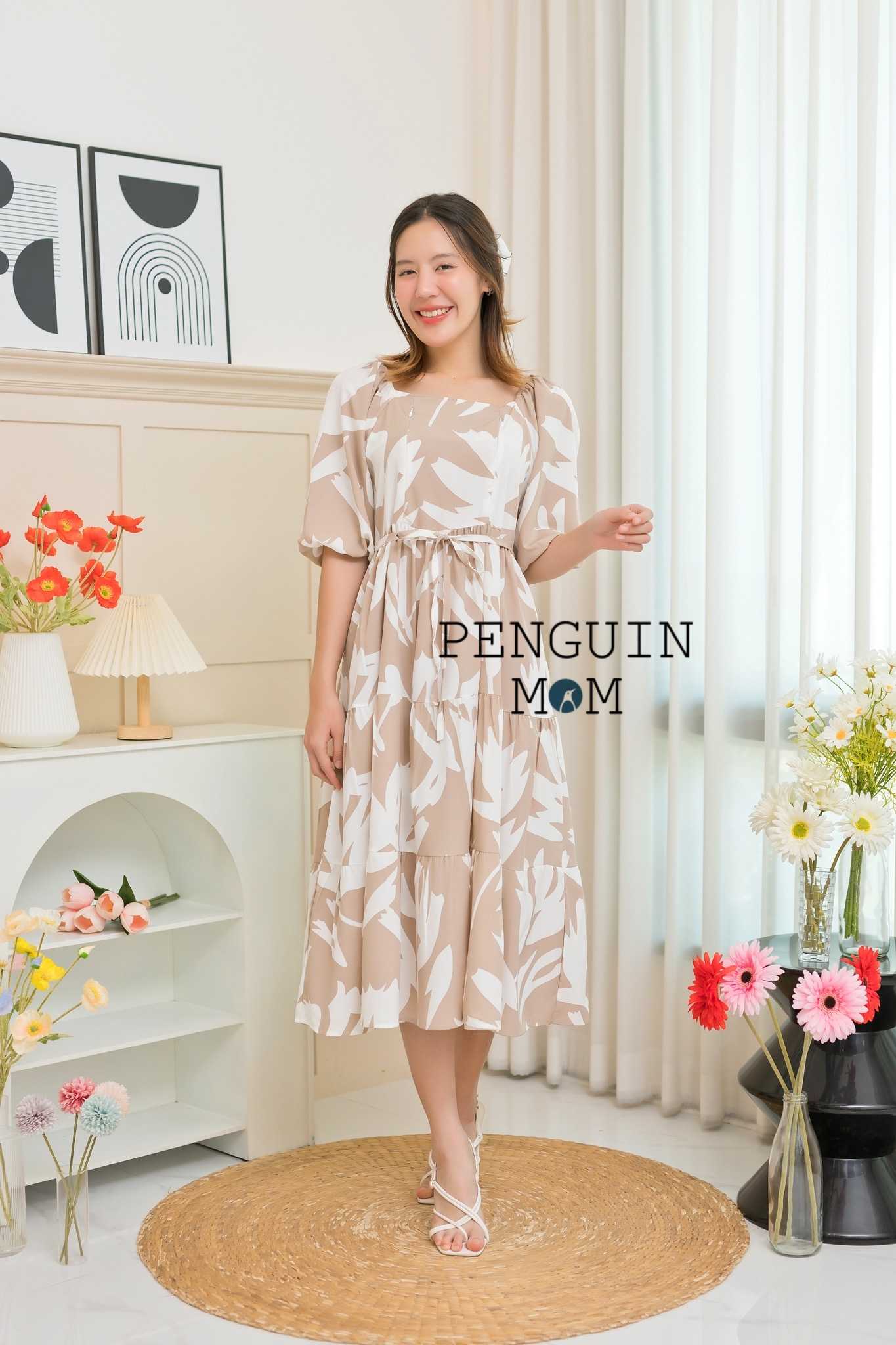 ชุดคลุมท้อง เดรสคลุมท้อง Millie dress น้ำตาล