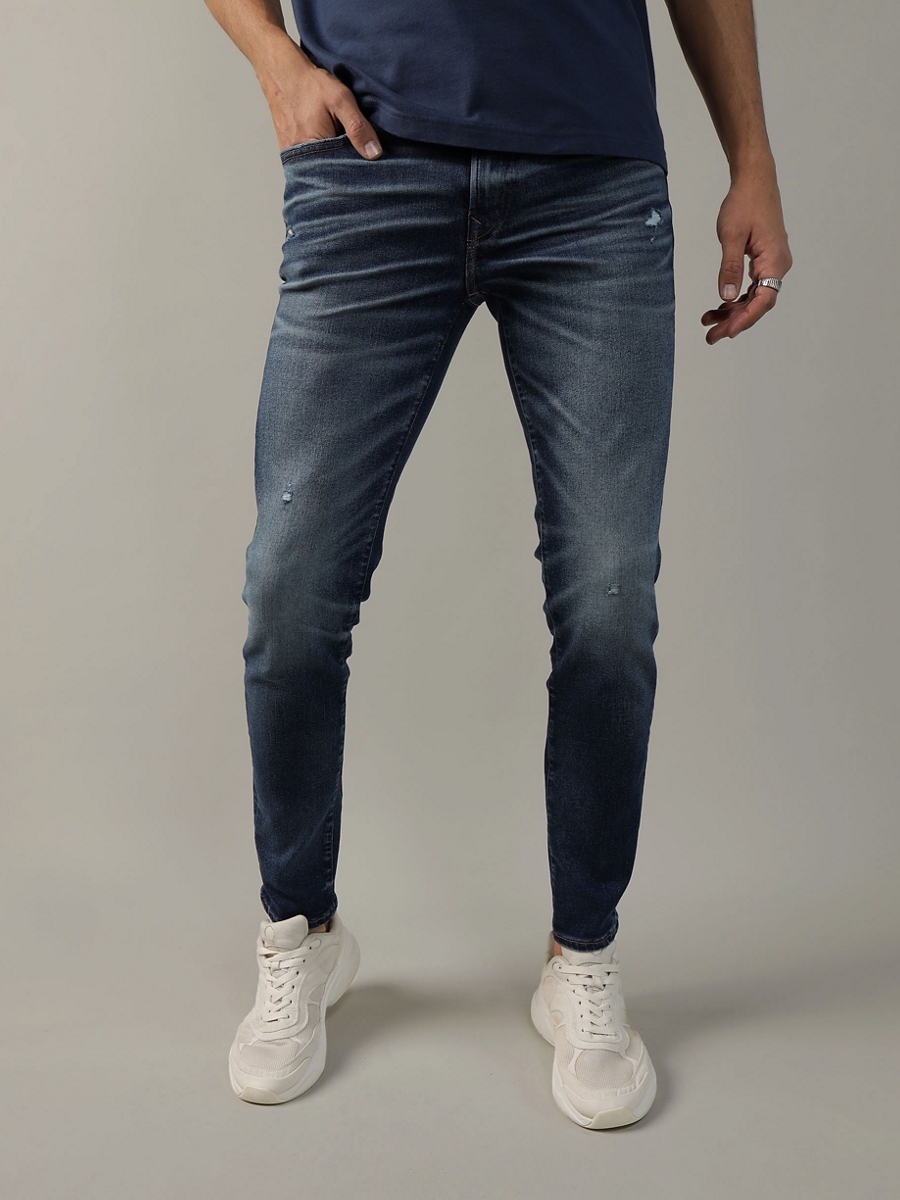 กางเกงยีนส์ ผู้ชาย INTL EXCLUSIVE DARK W/ DESTROY SKINNY CROPPED ( 011-6746-896 )
