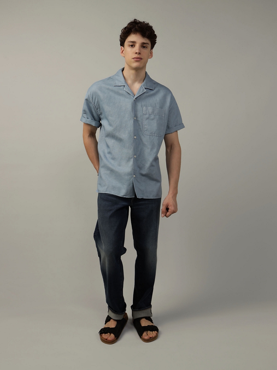 เสื้อเชิ้ต ผู้ชาย SS OVERSIZED CAMP COLLAR LINEN SOLIDS ( 015-2520-401 )