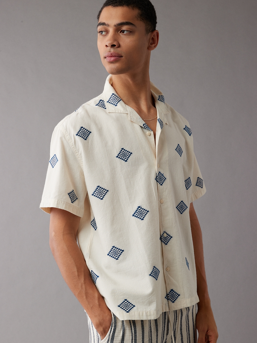 เสื้อเชิ้ต ผู้ชาย SS OVERSIZED CAMP COLLAR HAMLET ( 015-6246-136 )