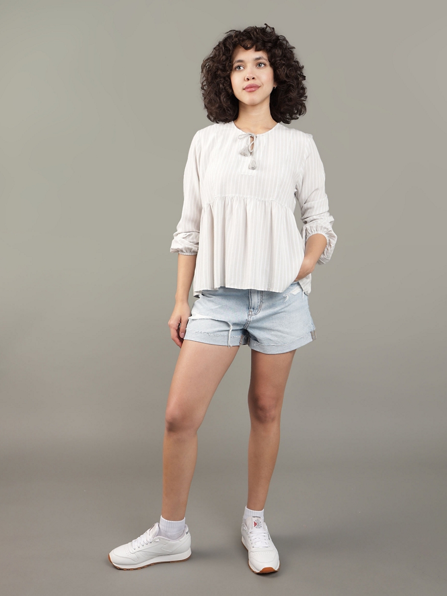 เสื้อ ผู้หญิง INTL LS PEASANT TOP ( 035-5525-212 )