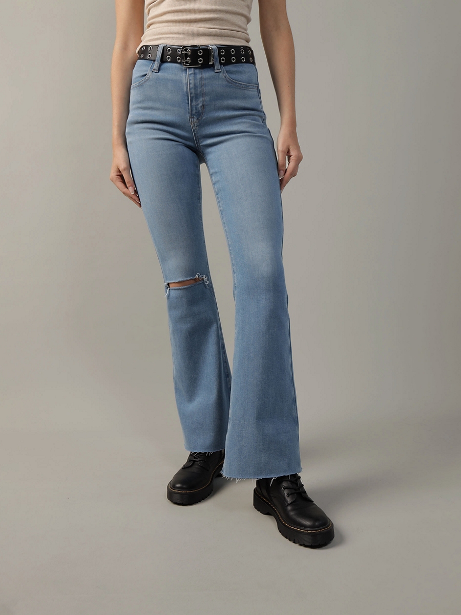 กางเกงยีนส์ ผู้หญิง SUPER HIGH-RISE FLARE JEANS- VPP ( 043-4881-915 )