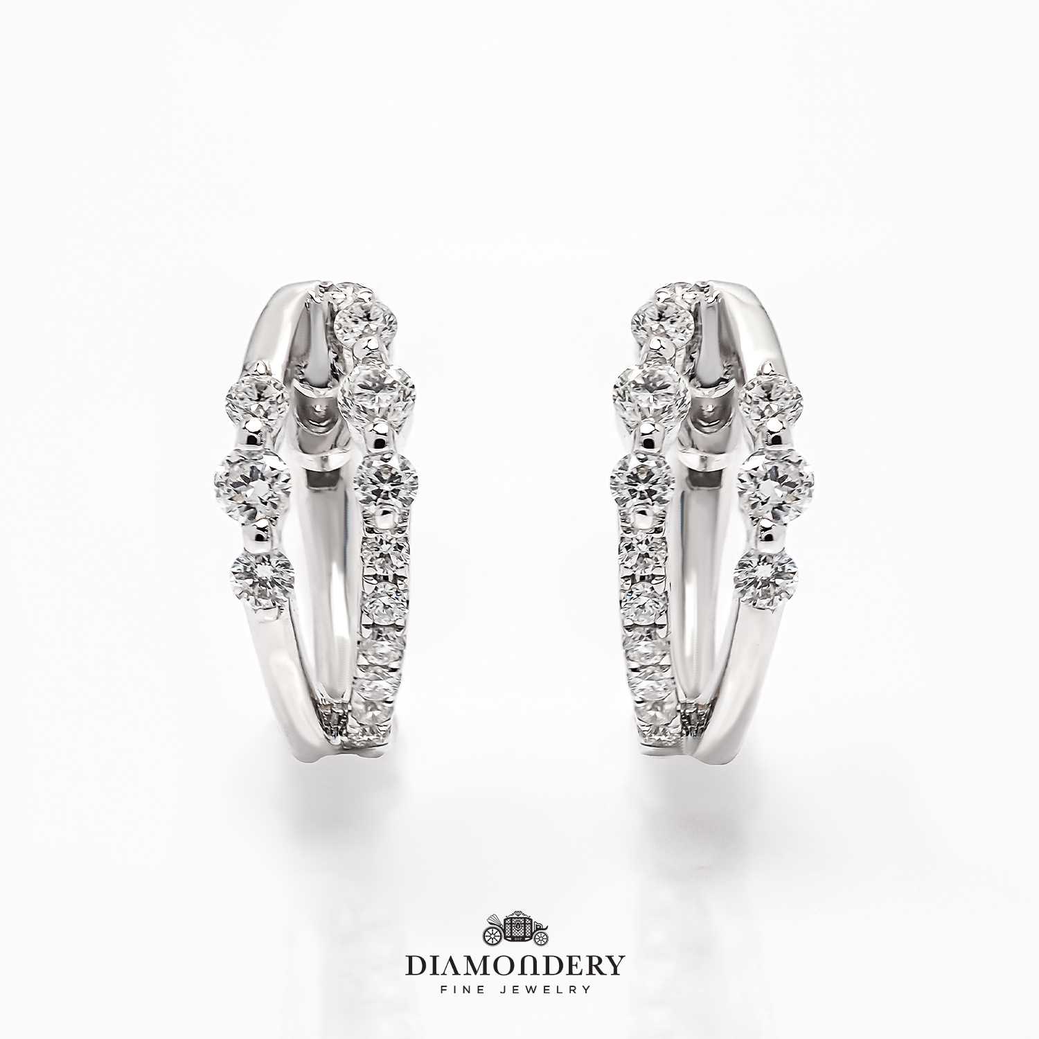 ต่างหูเพชร Double Hoop Diamond Earrings