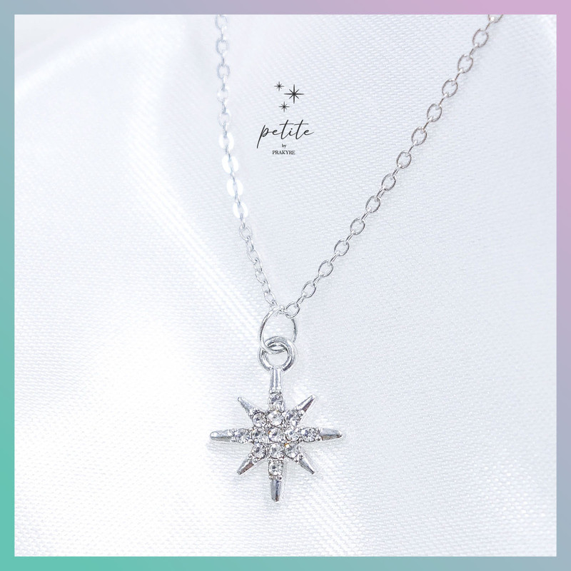 Mini Estrella Necklace - สร้อยคอ จี้ห้อยรูปดวงดาวประดับด้วยเพชรทั้งเส้น สีเงิน