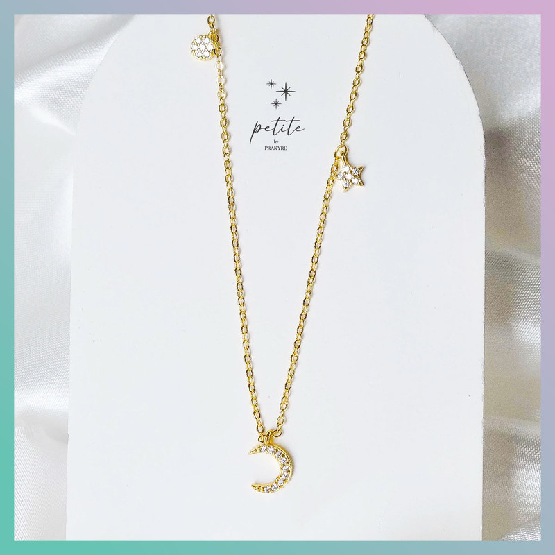 Shining Moon Necklace - สร้อยคอ รูปพระจันทร์และดวงดาว สีทอง