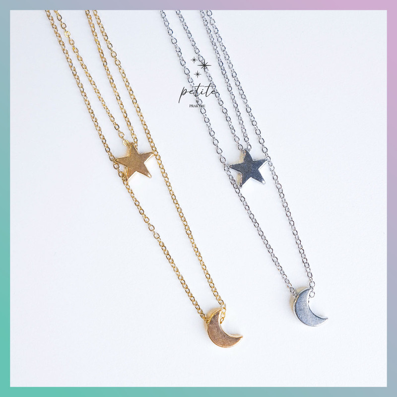 Classic Night Necklace - สร้อยคอ รูปพระจันทร์และดวงดาวสวยหรูดูแพง