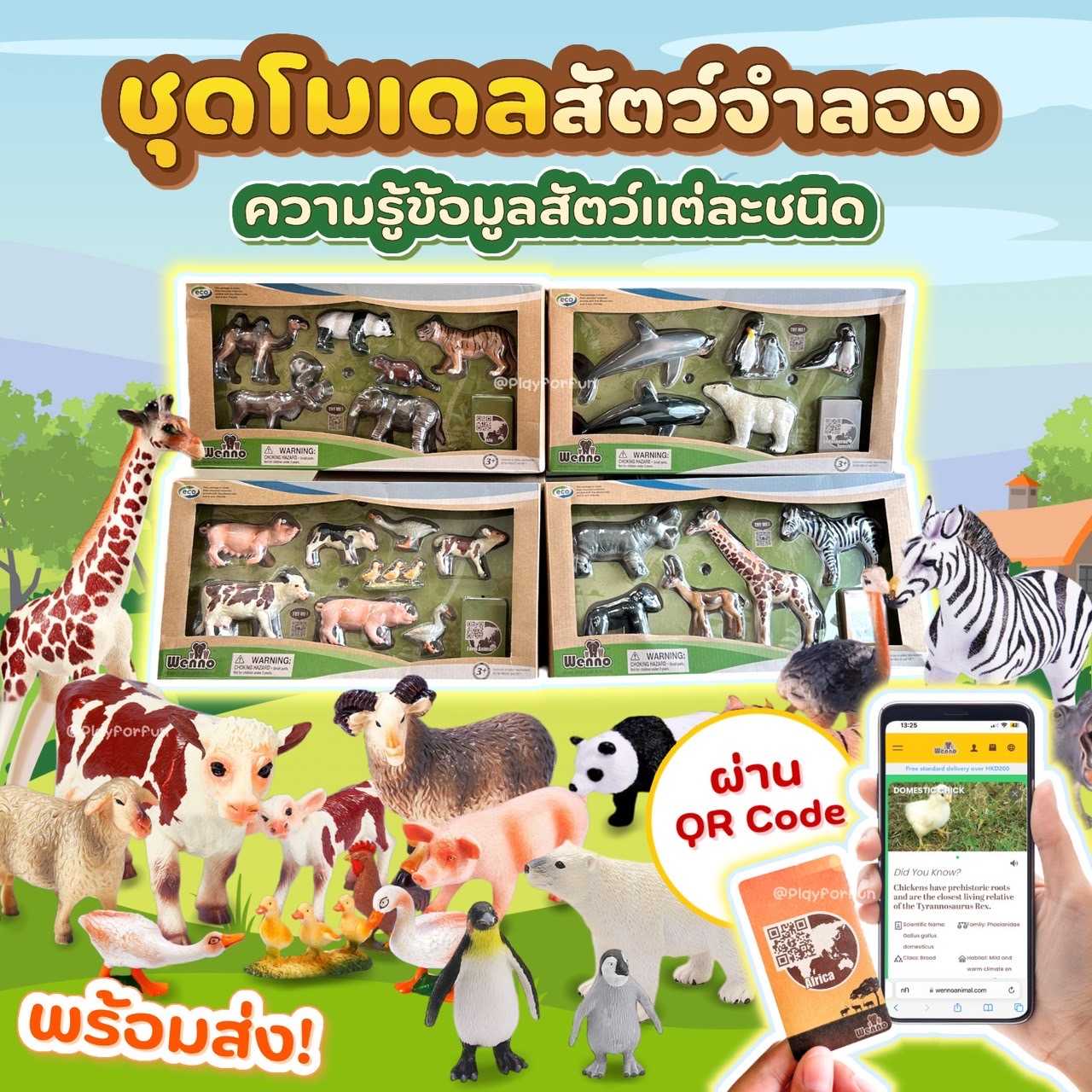 🦓ชุดโมเดลสัตว์จำลอง Wenno