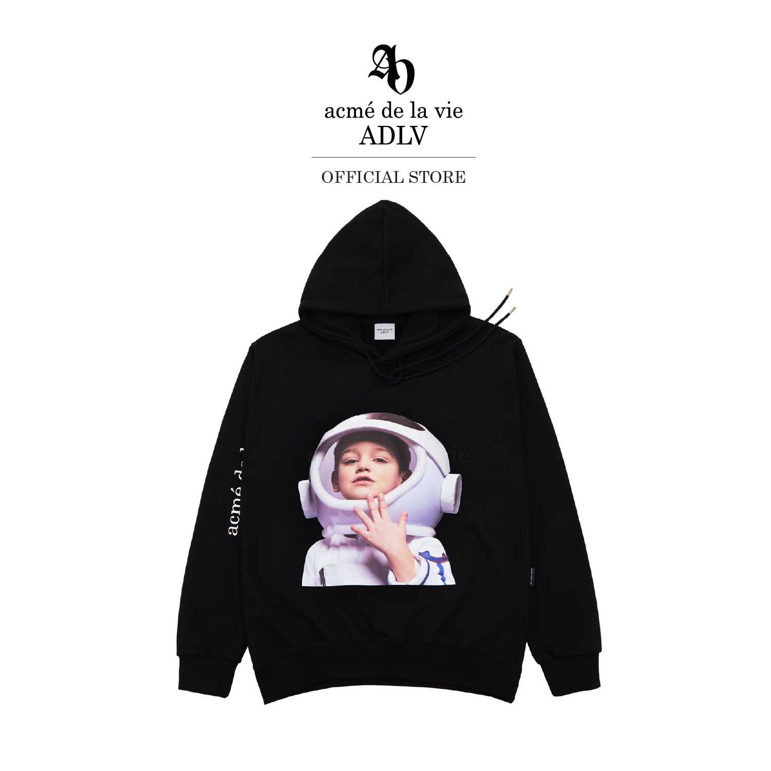 ADLV [acme de la vie] เสื้อฮู้ดดี้แขนยาว รุ่น  Baby Face Hoodie Black Astronaut Black