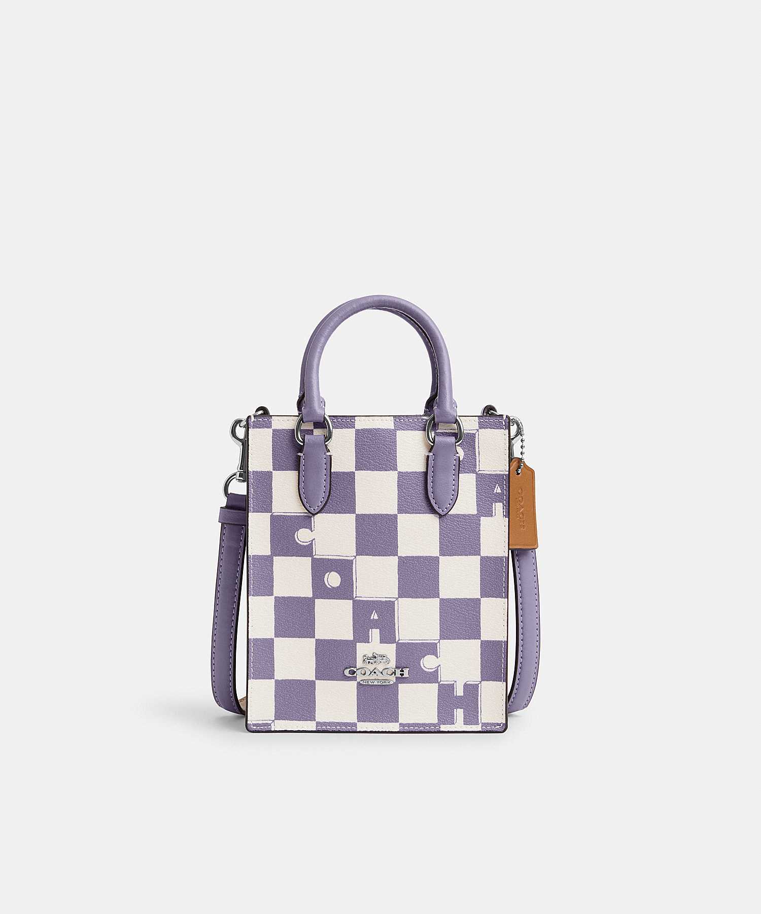COACH NORTH SOUTH MINI TOTE WITH CHECKERBOARD PRINT CR180 SVWPB