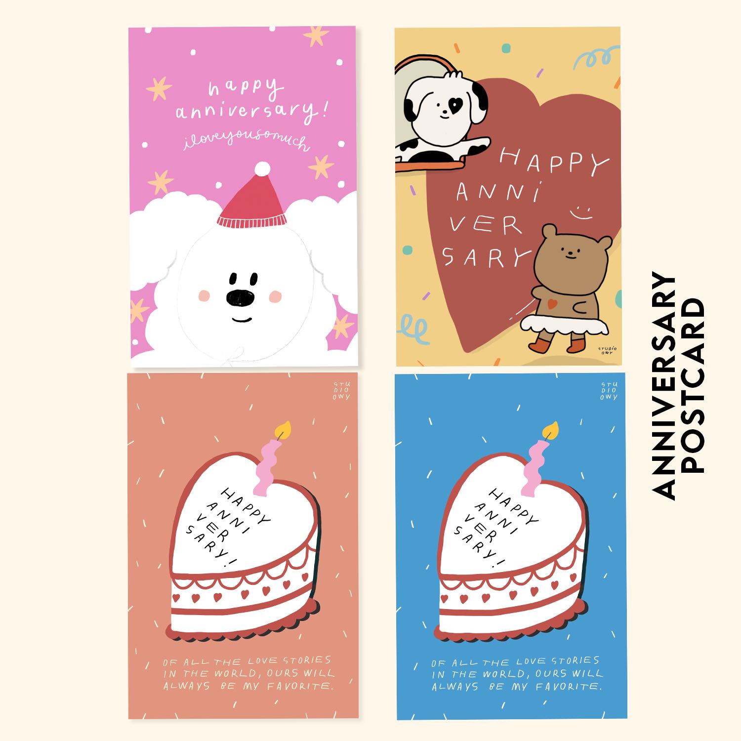 🍒 ANNIVERSARY CARD : โปสการ์ดครบรอบ | 4 แบบ