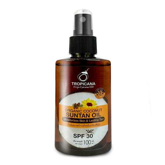 ทรอปิคานา น้ำมันมะพร้าวสกัดเย็นออร์แกนิกสำหรับอาบแดด ปรับผิวแทน SPF30 100 ML