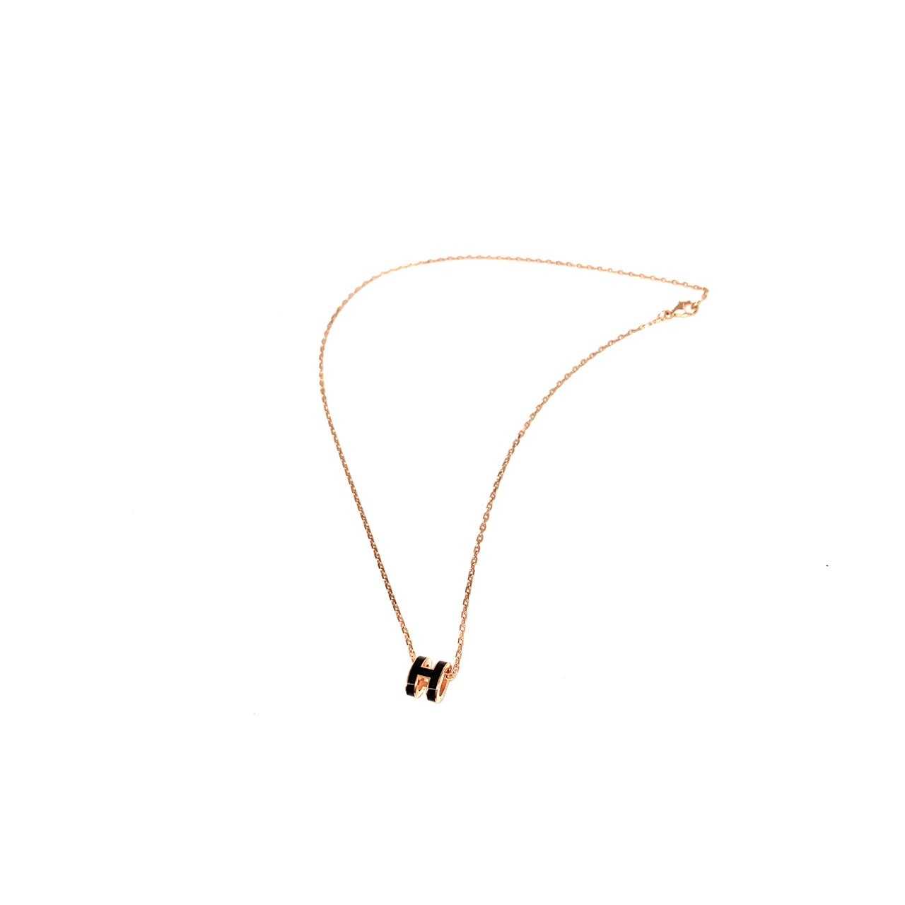 New Hermes mini pop h necklace noir rghw