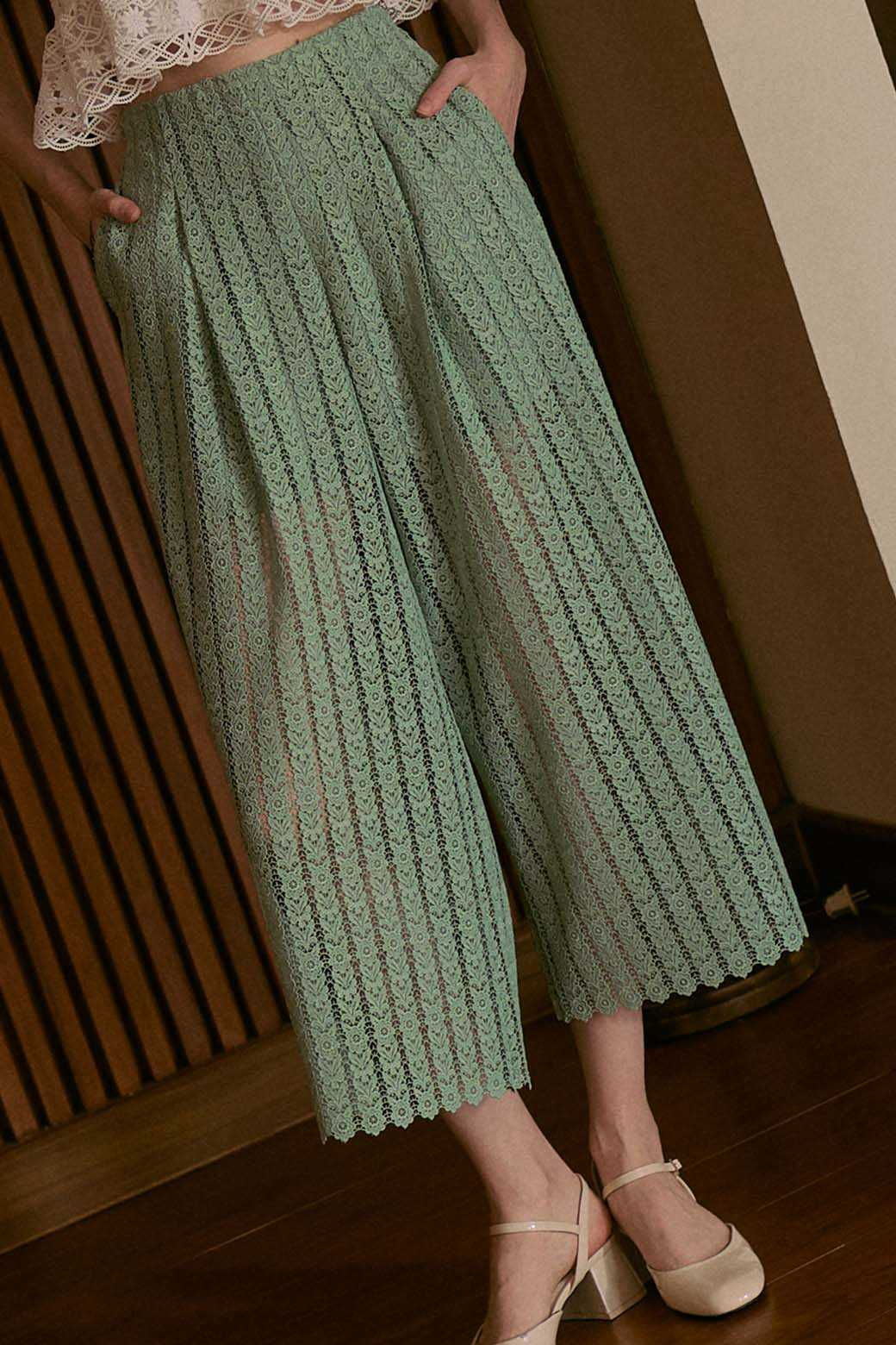 (พร้อมส่ง) Perana กางเกงลูกไม้ Vivian Pants (สีเขียว green)