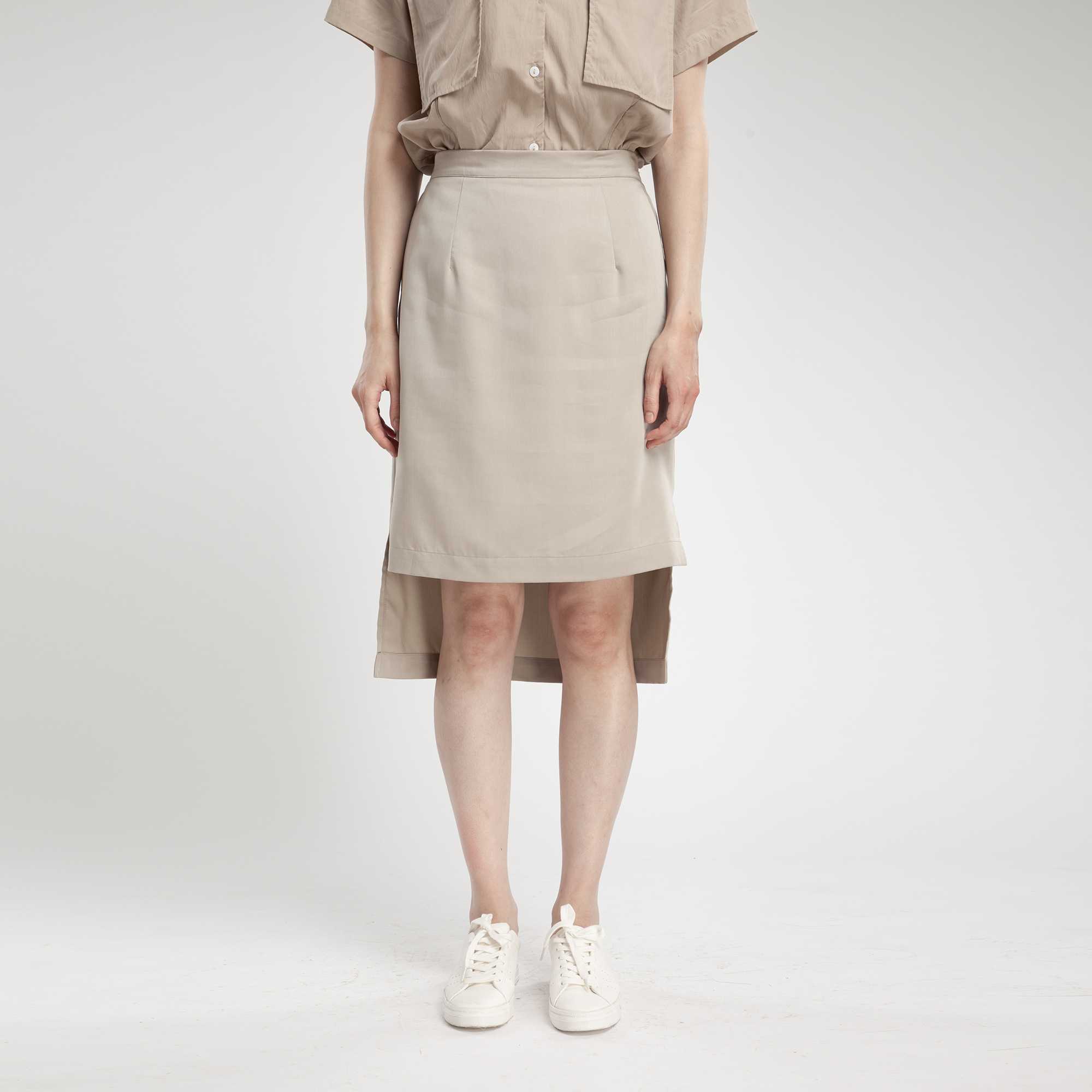 QueenCows กระโปรงหลังคลอด Peller Tencel Khaki Skirt (Khaki)