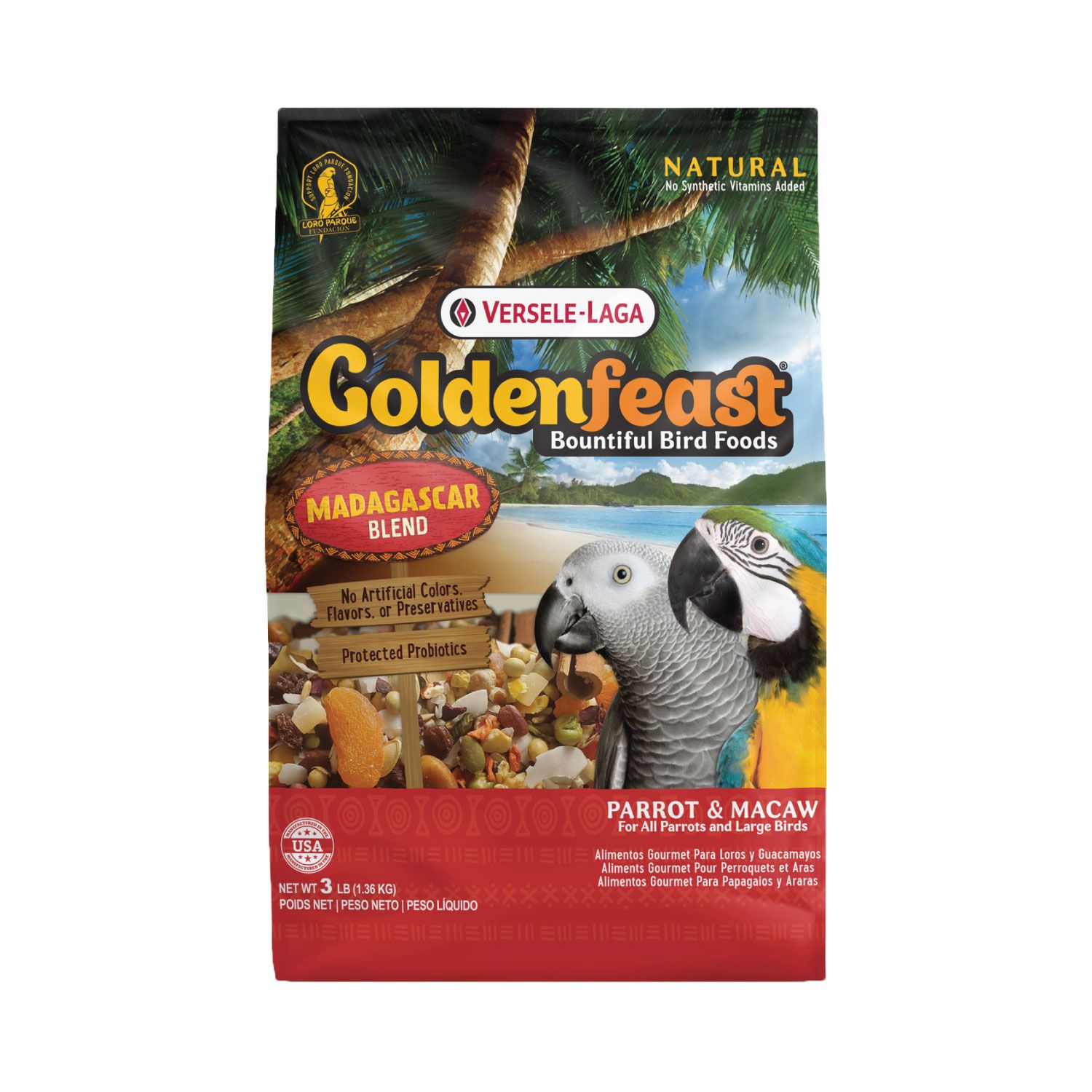 Goldenfeast Madagascar 3lb (อาหารสำหรับนกขนาดใหญ่ นกปากขอ มาคอว์)