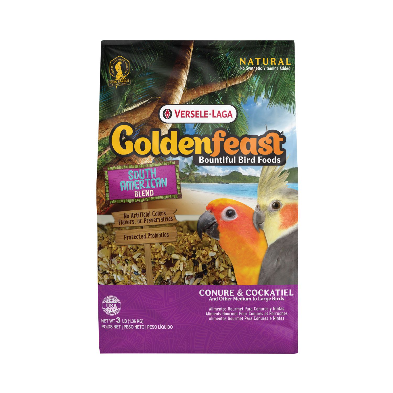 Goldenfeast South American 3lb (อาหารสำหรับนกขนาดกลาง คอนนัวร์ ค๊อคคาเทล)