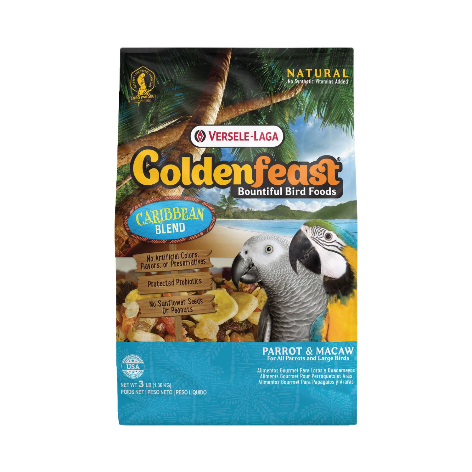 Goldenfeast Caribbean 3lb (อาหารสำหรับนกขนาดใหญ่ นกปากขอ มาคอว์)