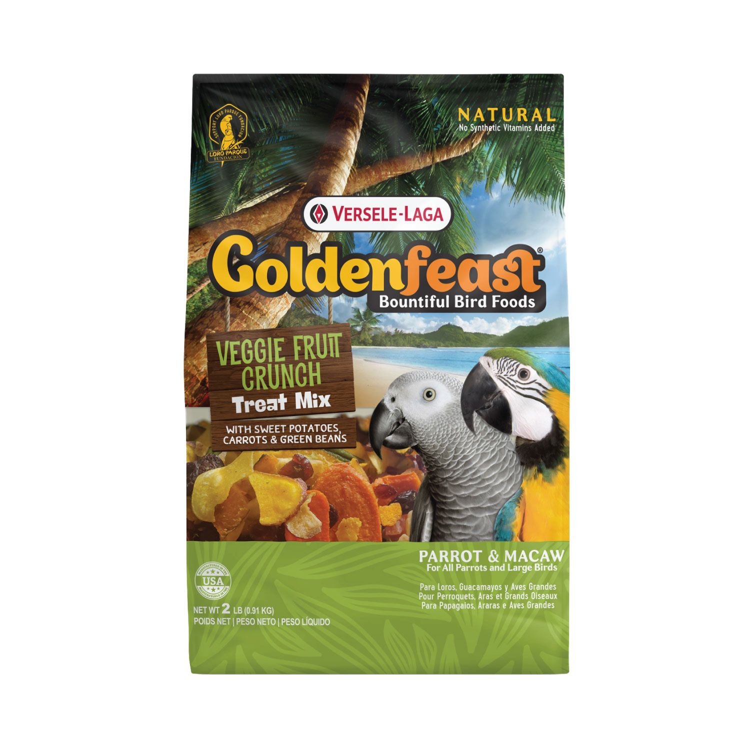 Goldenfeast Vegetable Fruit Crunch 2lb (ขนมสำหรับนกขนาดใหญ่ นกปากขอ มาคอว์ กะตั้ว)