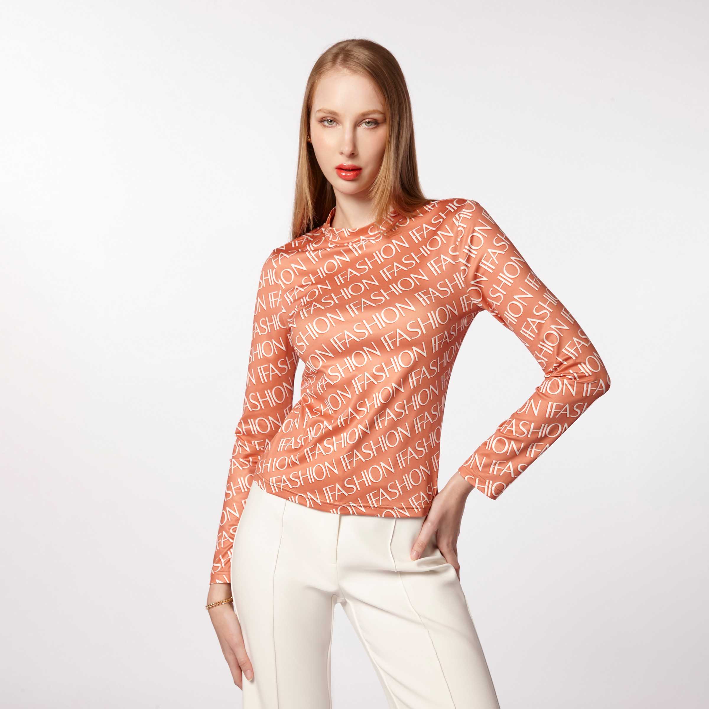เสื้อนิตคอจีนแขนยาว | Stand Collar Long Sleeve Knit Top | 06293