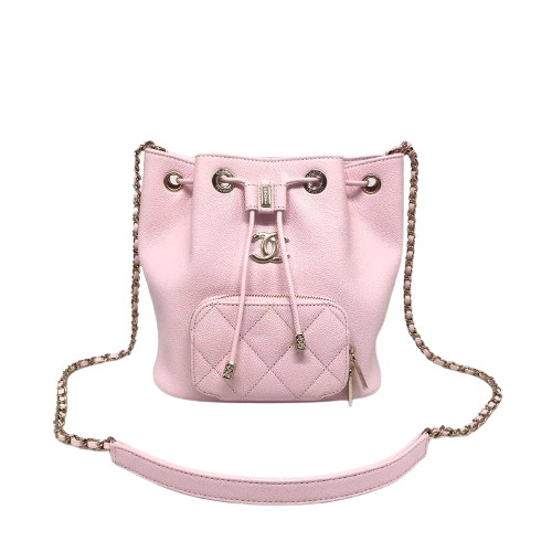 New Chanel Drawstring pink caviar lghw microchip EGTTN2J6