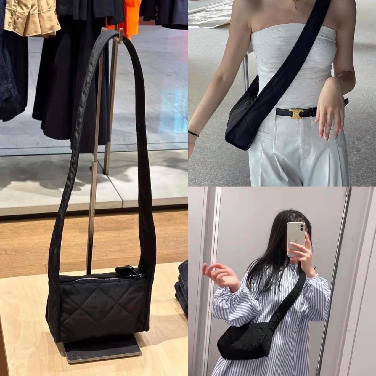 พร้อมส่ง - กระเป๋า COS Mini Diamond Quilted Bag สี Black