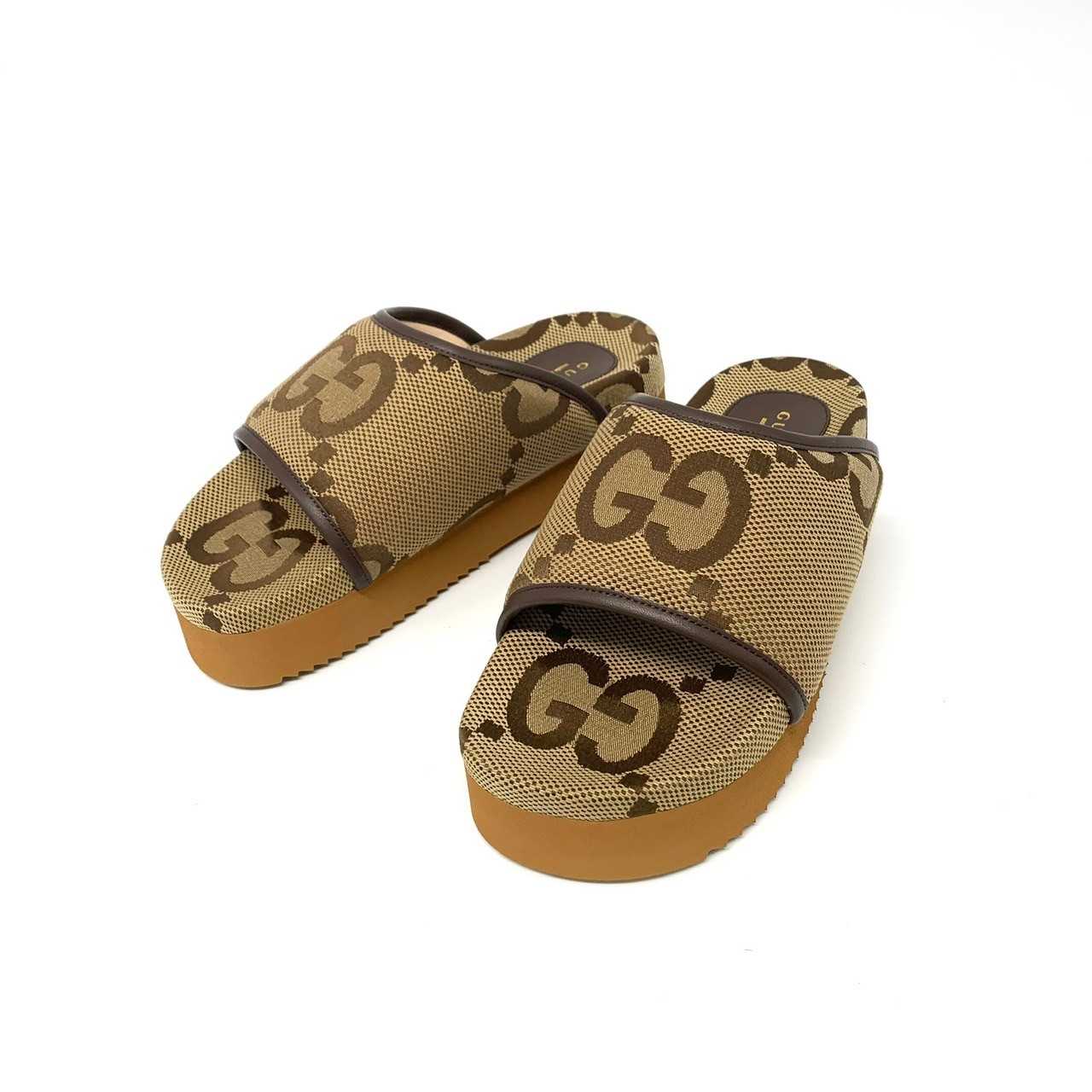 New Gucci Platform slide sandal brown GG giant monogram size 37