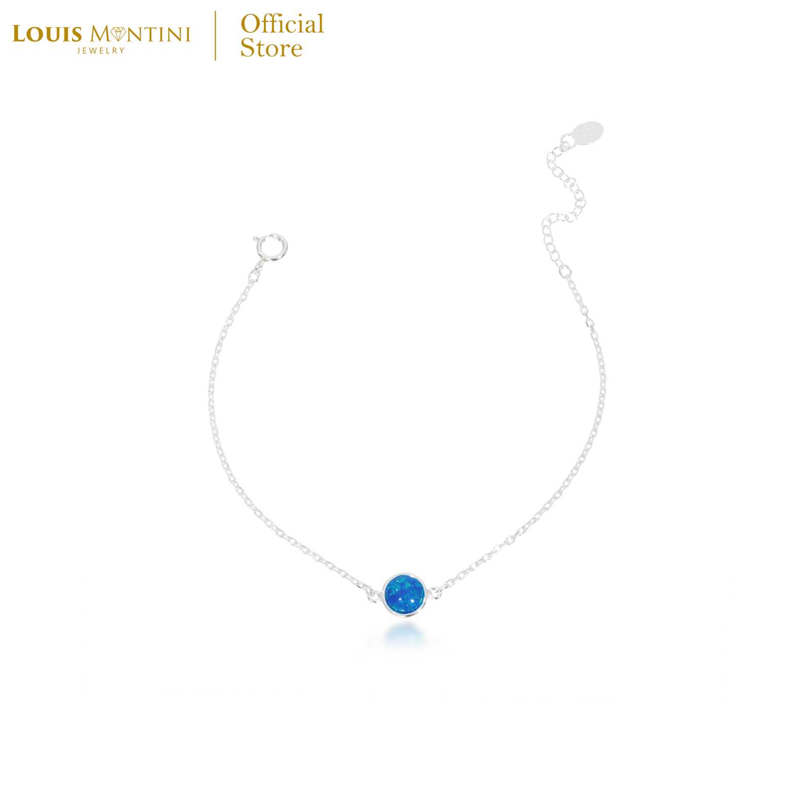 Louis Montini (Jewelry) Sterling Silver 925 สร้อยข้อมือเงินแท้ 92.5% สร้อยข้อมือหินโอปอล LJBL18