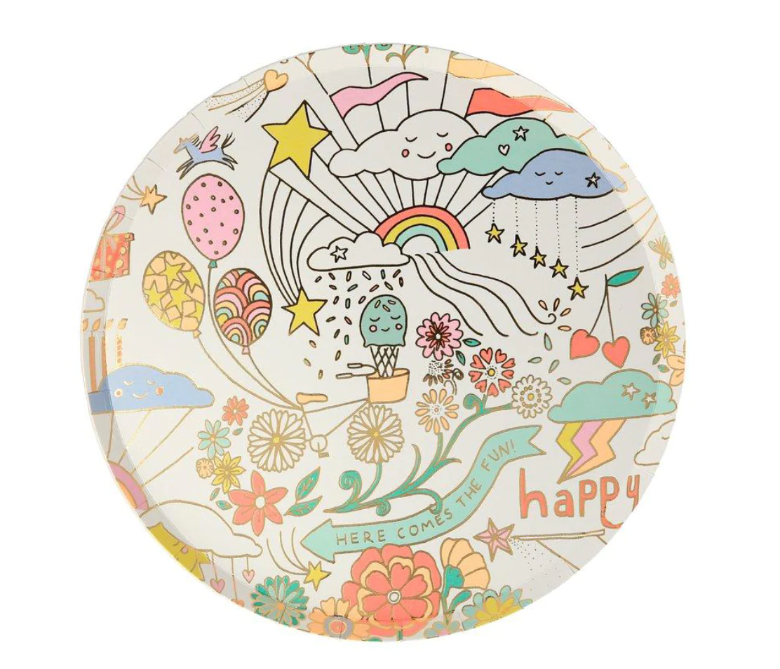 Meri Meri | Happy Doodle Side Plates (x 8)