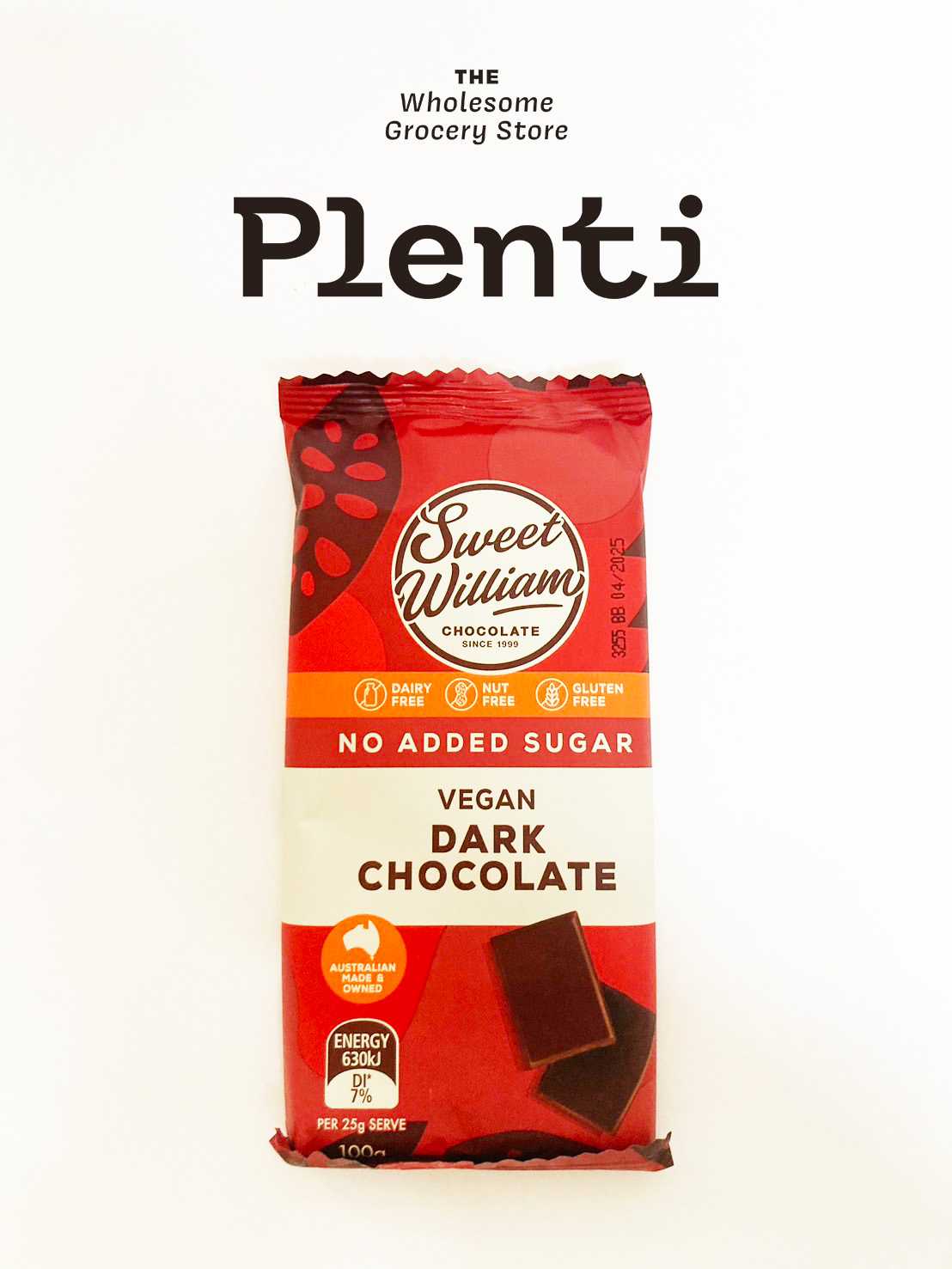 VEGAN DARK CHOCOLATE SWEET WILLIAM NO ADDED SUGAR