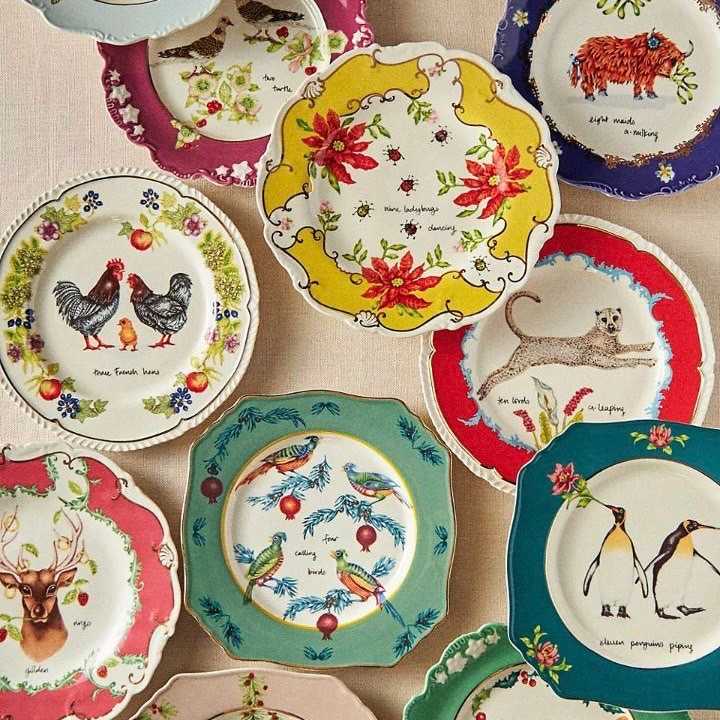 Lou Rota Twelve Days of Christmas Dessert Plates