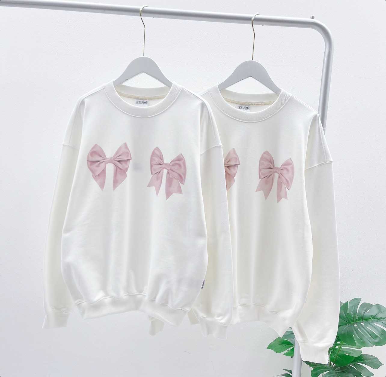 Sculptor Bow Bow Sweatshirt (WHITE/PINK)