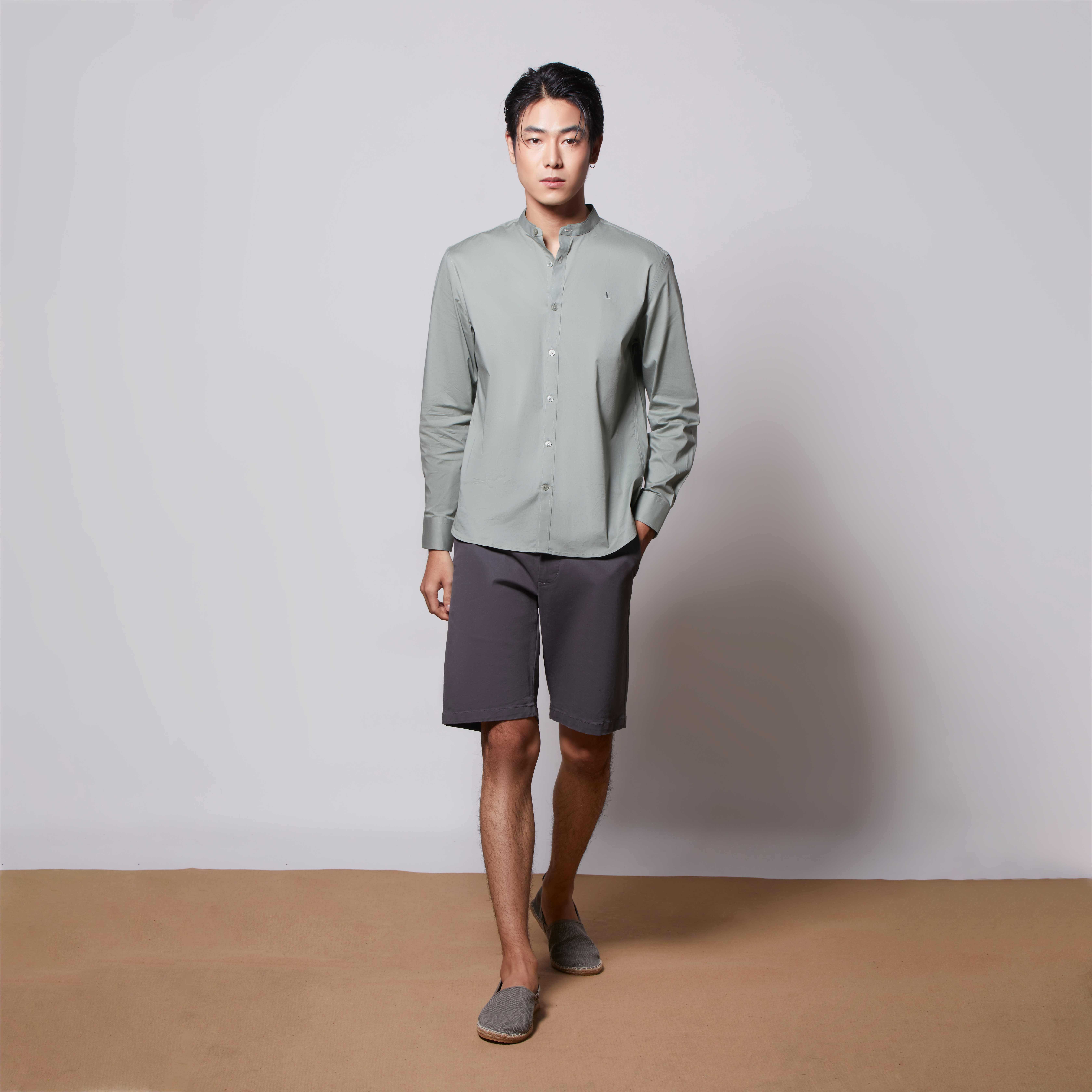 เสื้อเชิ้ตคอปกทรงจีน สีเขียว | 03480