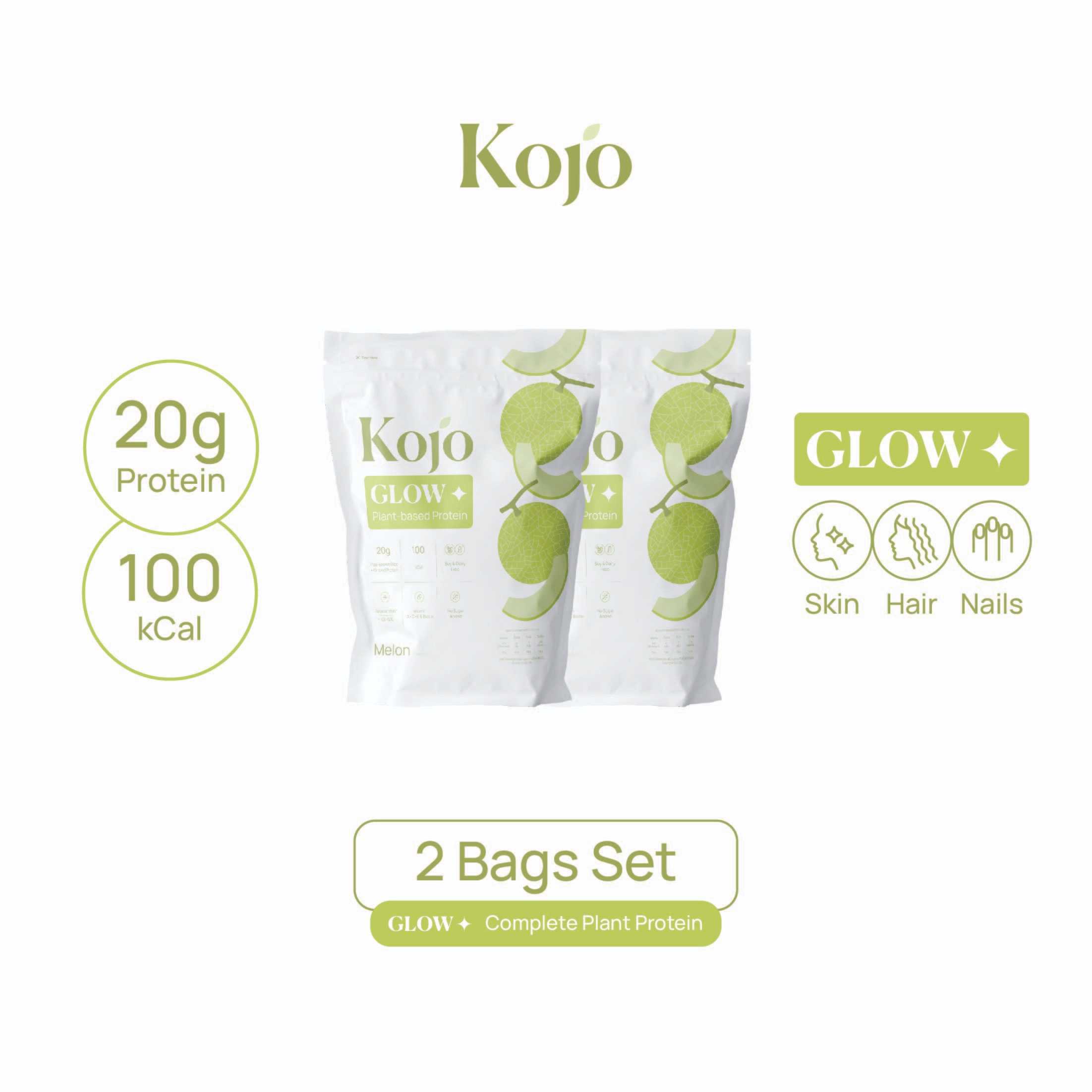 Bundle set 2 bag : Kojo Glow Plant based Protein Melon flavour โคโจ โกลว์ รสเมล่อน 2 ถุง