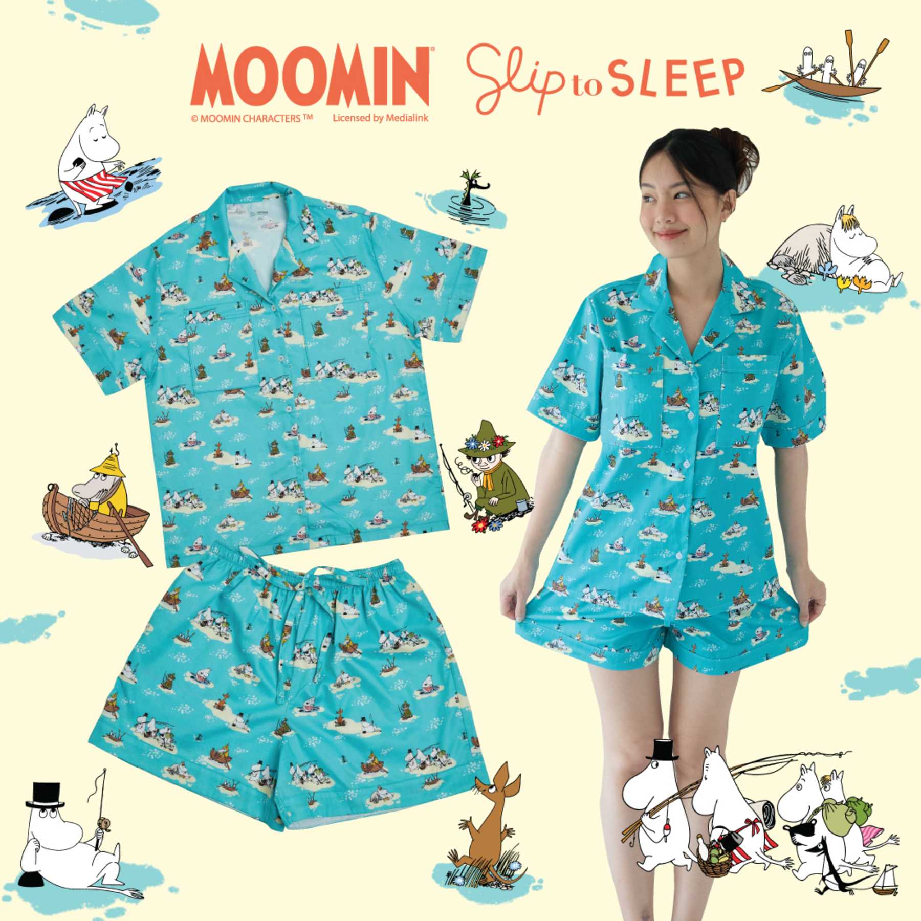 Moomin ชุดนอนโนบรา- Summer Shorts set
