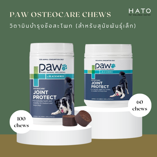 PAW Osteocare® : วิตามินบำรุงกระดูกและข้อสำหรับสุนัขแบบเคี้ยว ขนาด 60 และ 100 เม็ด
