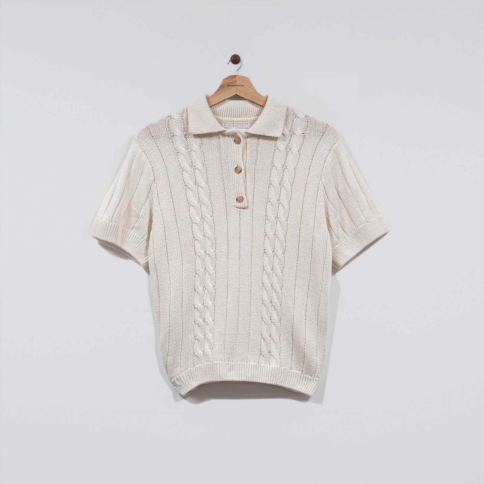 Knitcircle Cable Knit Polo Oat