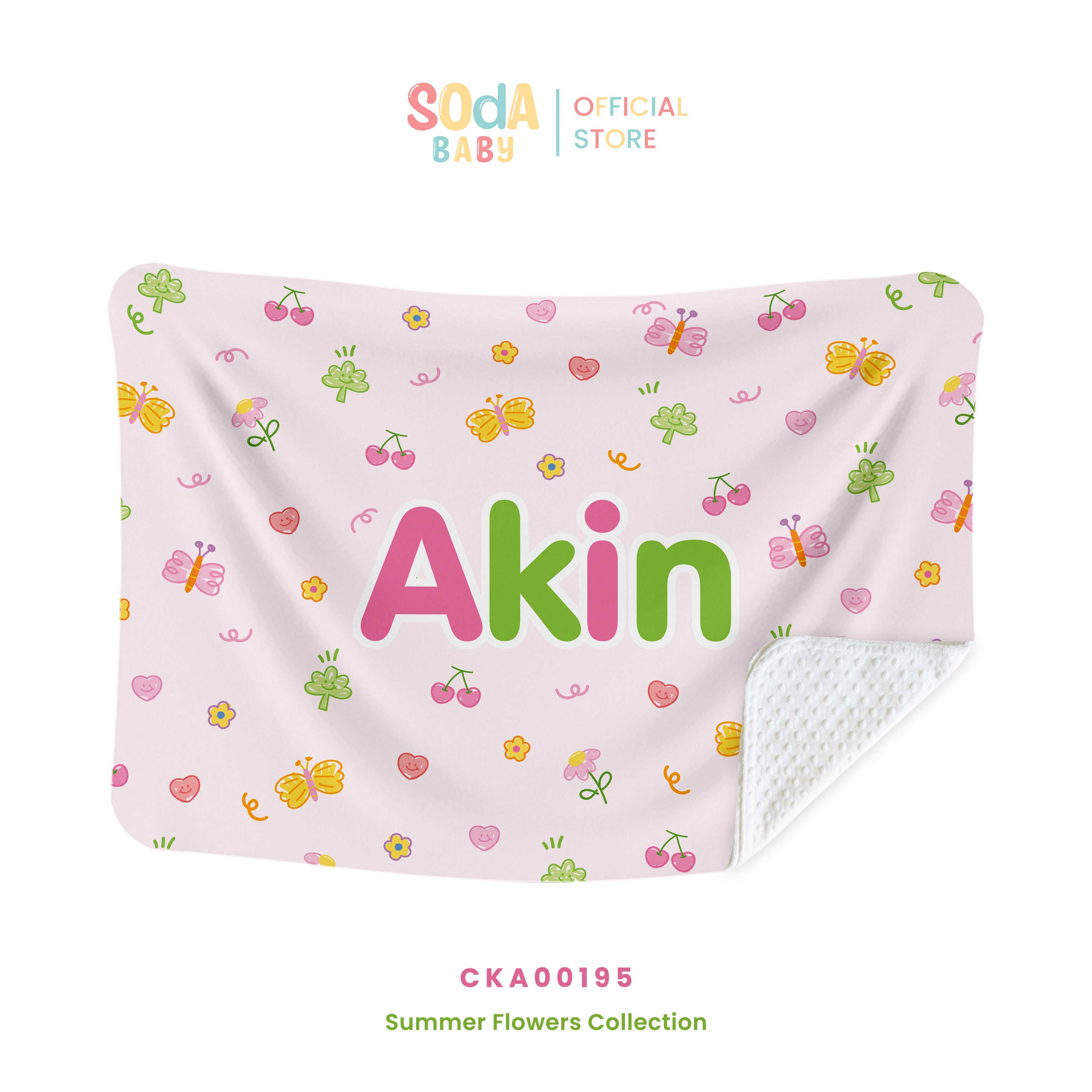 ผ้าห่มเด็ก ใส่ชื่อได้ ลาย Butterfly loves flowers รหัส CKA00195🌼🌸 #SummerFlowers #ผ้าห่ม #SOdAbaby