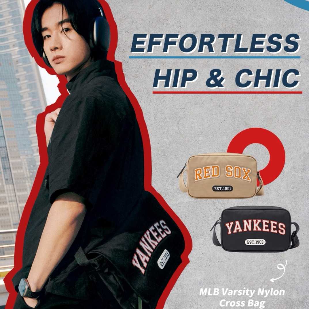 🔥Sale🔥MLB Varsity Nylon Cross   กระเป๋าสะพายข้าง สีดำ สีน้ำตาล