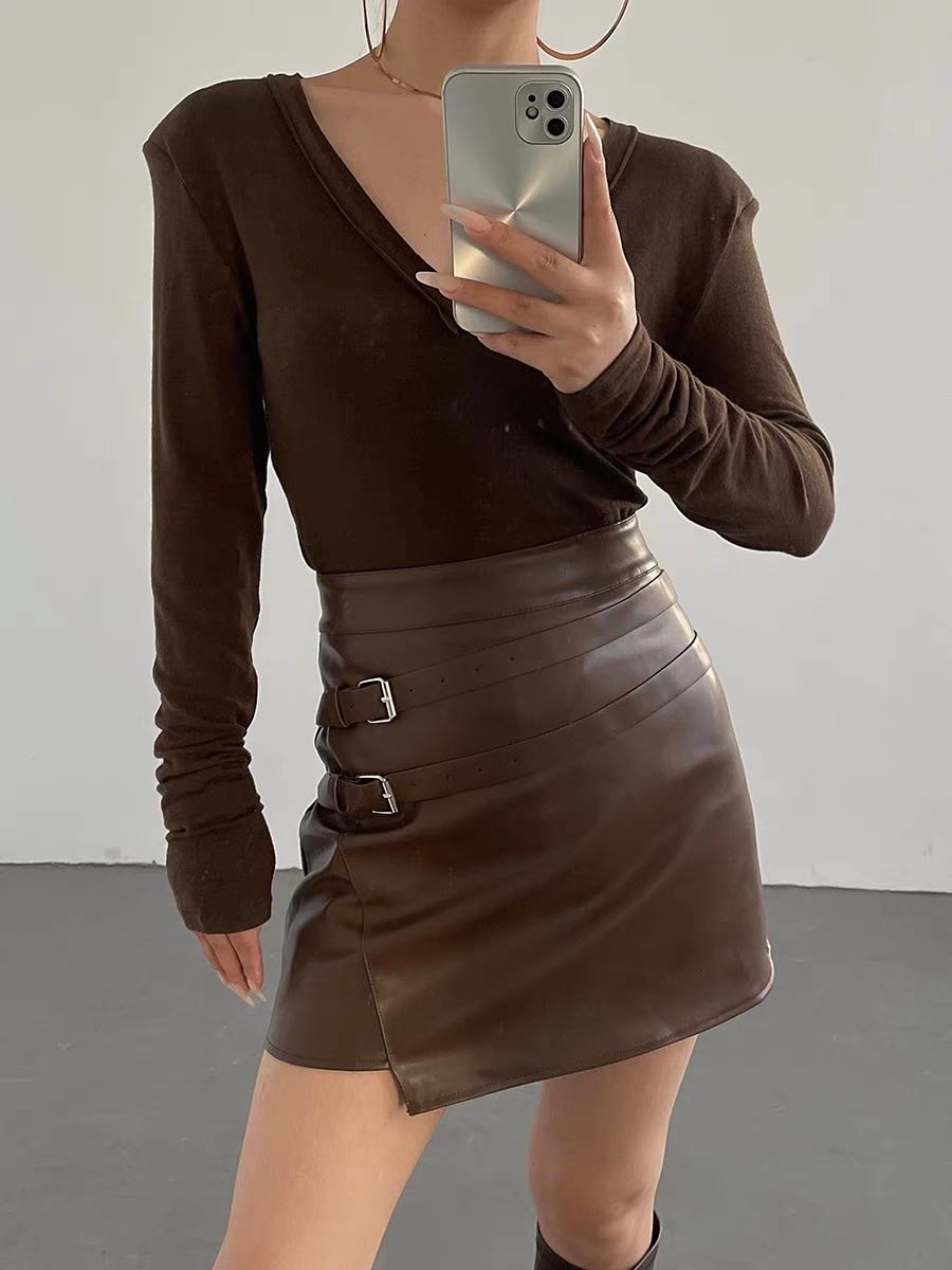 #V424PS6 🎖️Premium PU Skirt