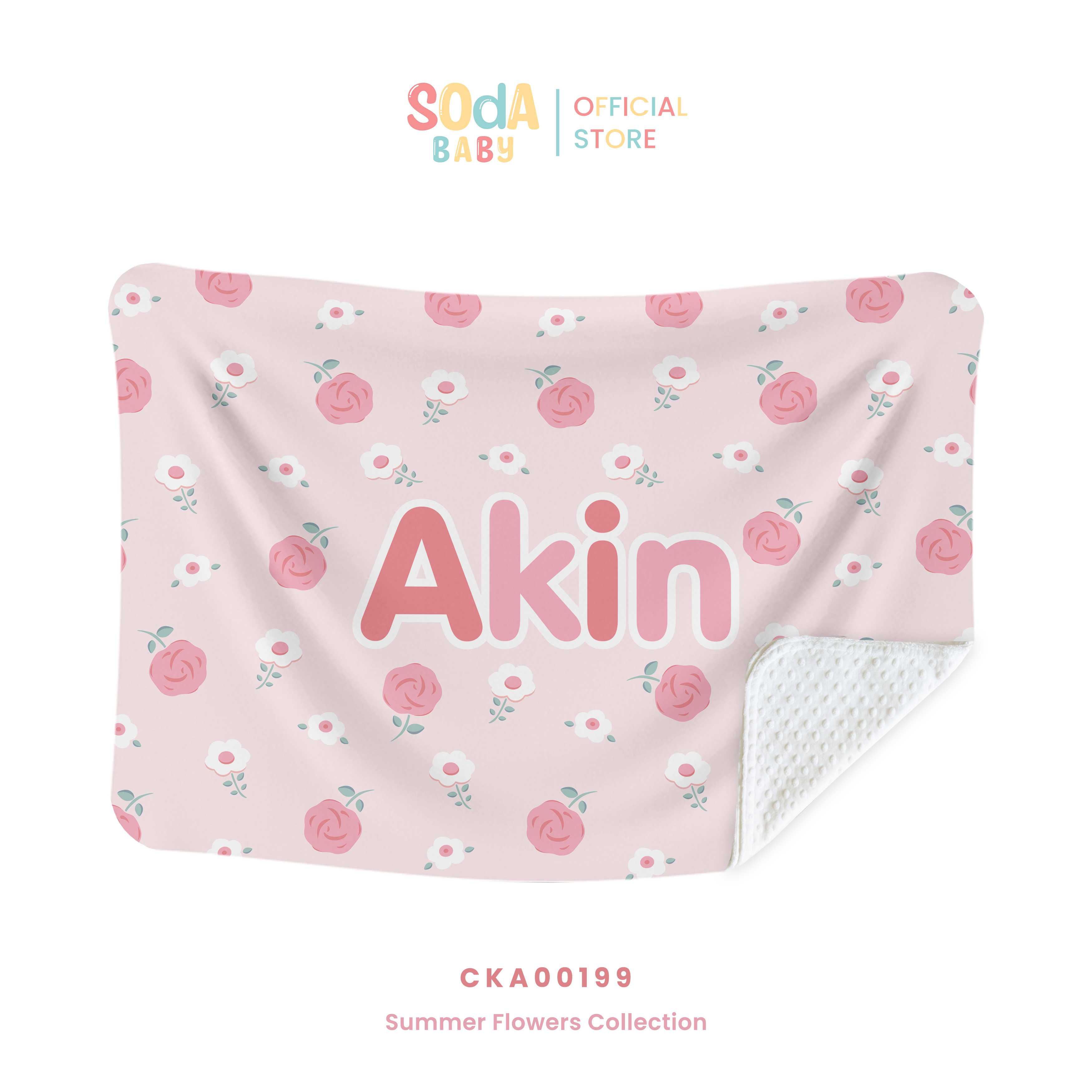 ผ้าห่มเด็ก ใส่ชื่อได้ ลาย Pink Rose รหัส CKA00199 🌼🌸 #SummerFlowers #ผ้าห่ม #SOdAbaby