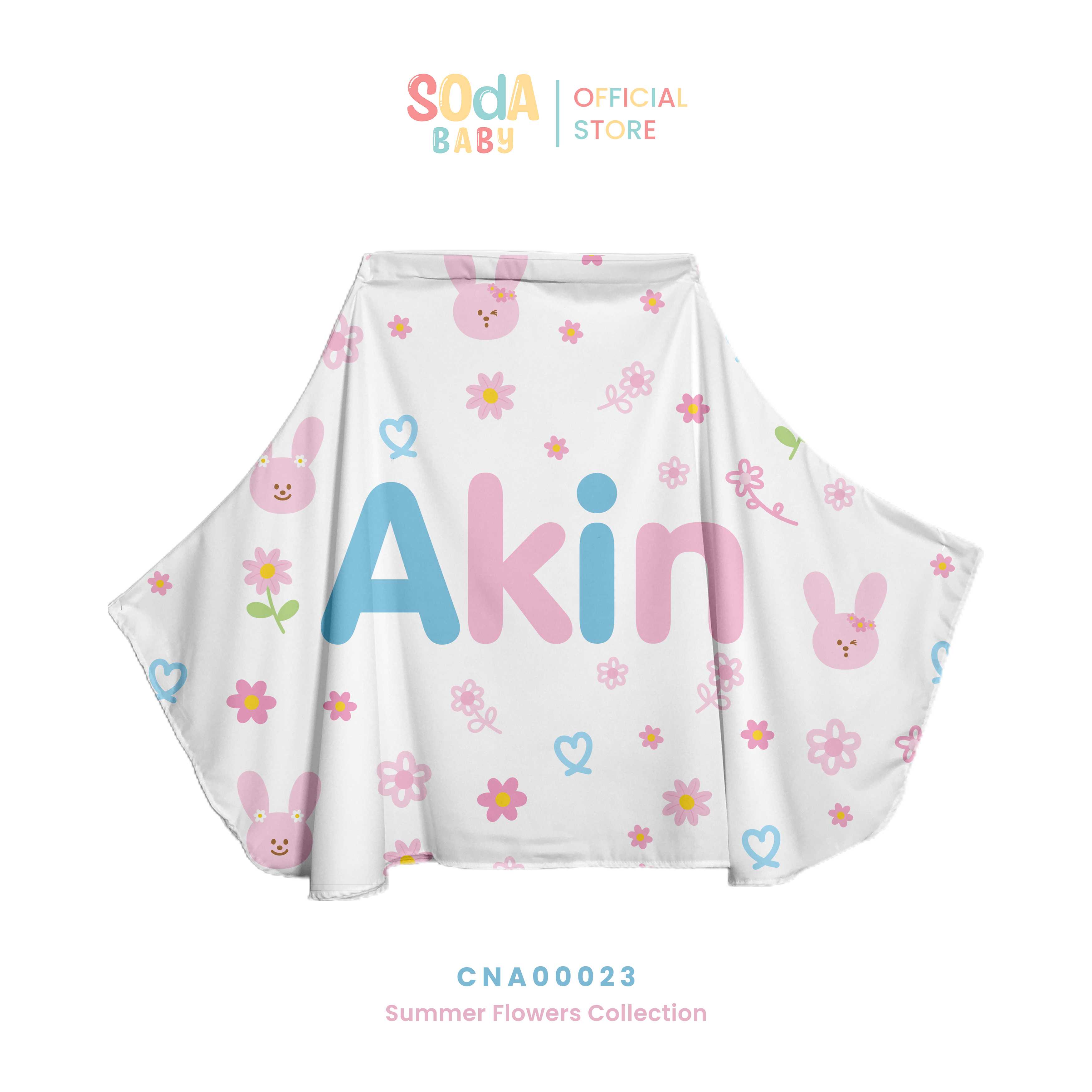 ผ้าคลุมให้นม ลาย Daisy and Rabbit #ใส่ชื่อได้ รหัส CNA00023 🌼🌸 #SummerFlowers #SOdAbaby